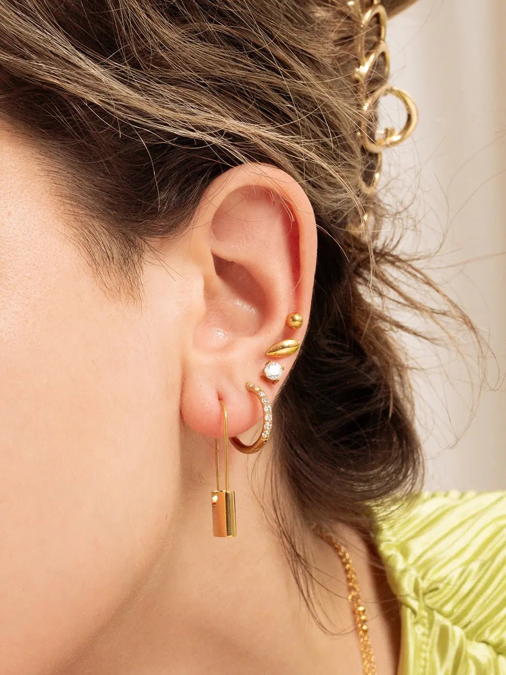 Lock Ohrringe Gold - Dorose | Wasserfester Schmuck, 18K vergoldet