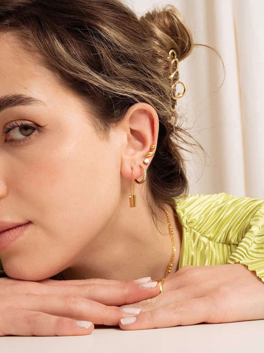 Lock Ohrringe Gold - Dorose | Wasserfester Schmuck, 18K vergoldet