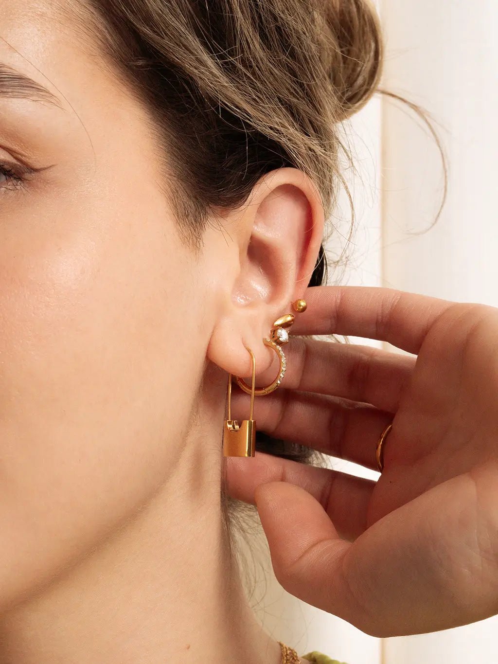 Lock Ohrringe Gold - Dorose | Wasserfester Schmuck, 18K vergoldet