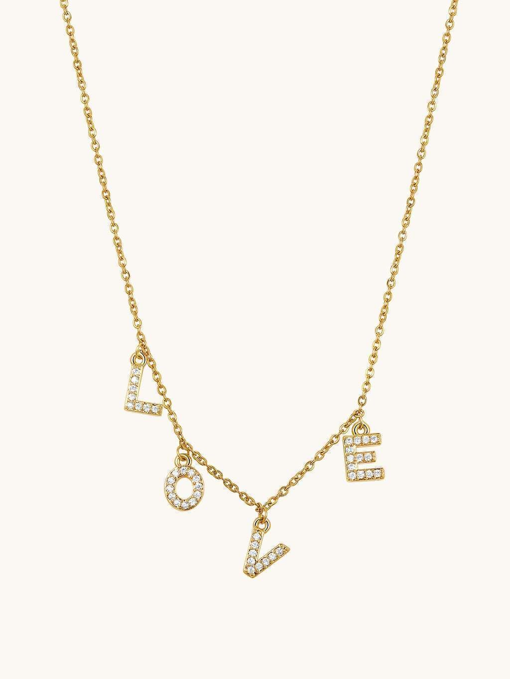 LOVE Buchstaben Halskette Gold - Dorose | Wasserfester Schmuck, 18K vergoldet