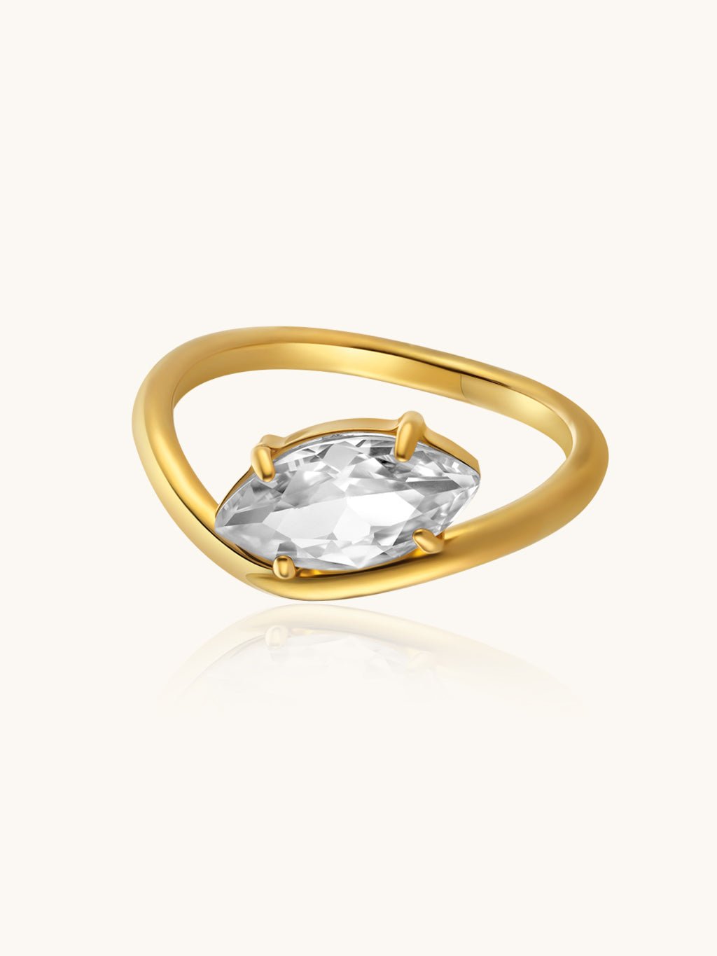 Marquise Wave Zirkonia - Ring Gold - Dorose | Wasserresistent, kein Verfärben