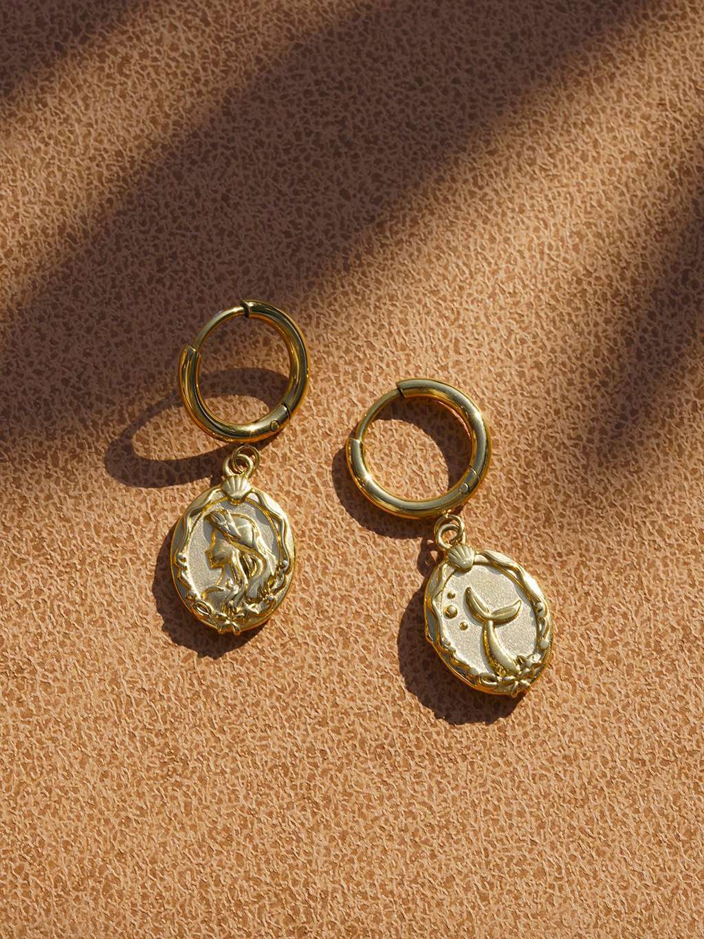 Meerjungfrau - Anhänger Ohrringe Gold - Dorose | Wasserfester Schmuck, 18K vergoldet