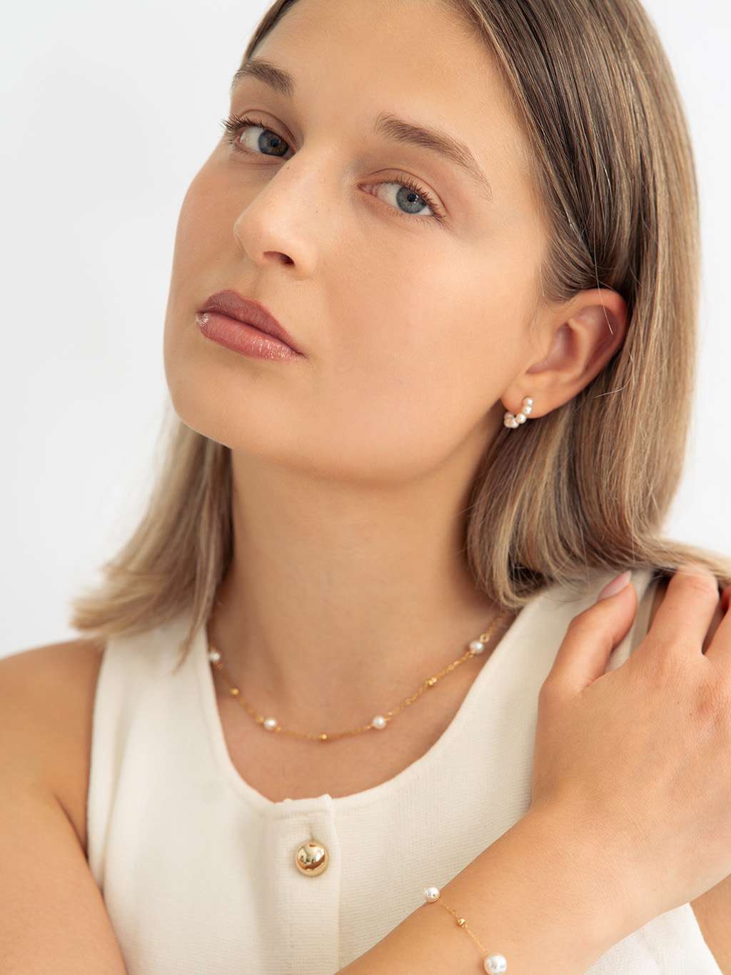 Mini Pearl Kette Gold - Dorose | Wasserfester Schmuck, 18K vergoldet
