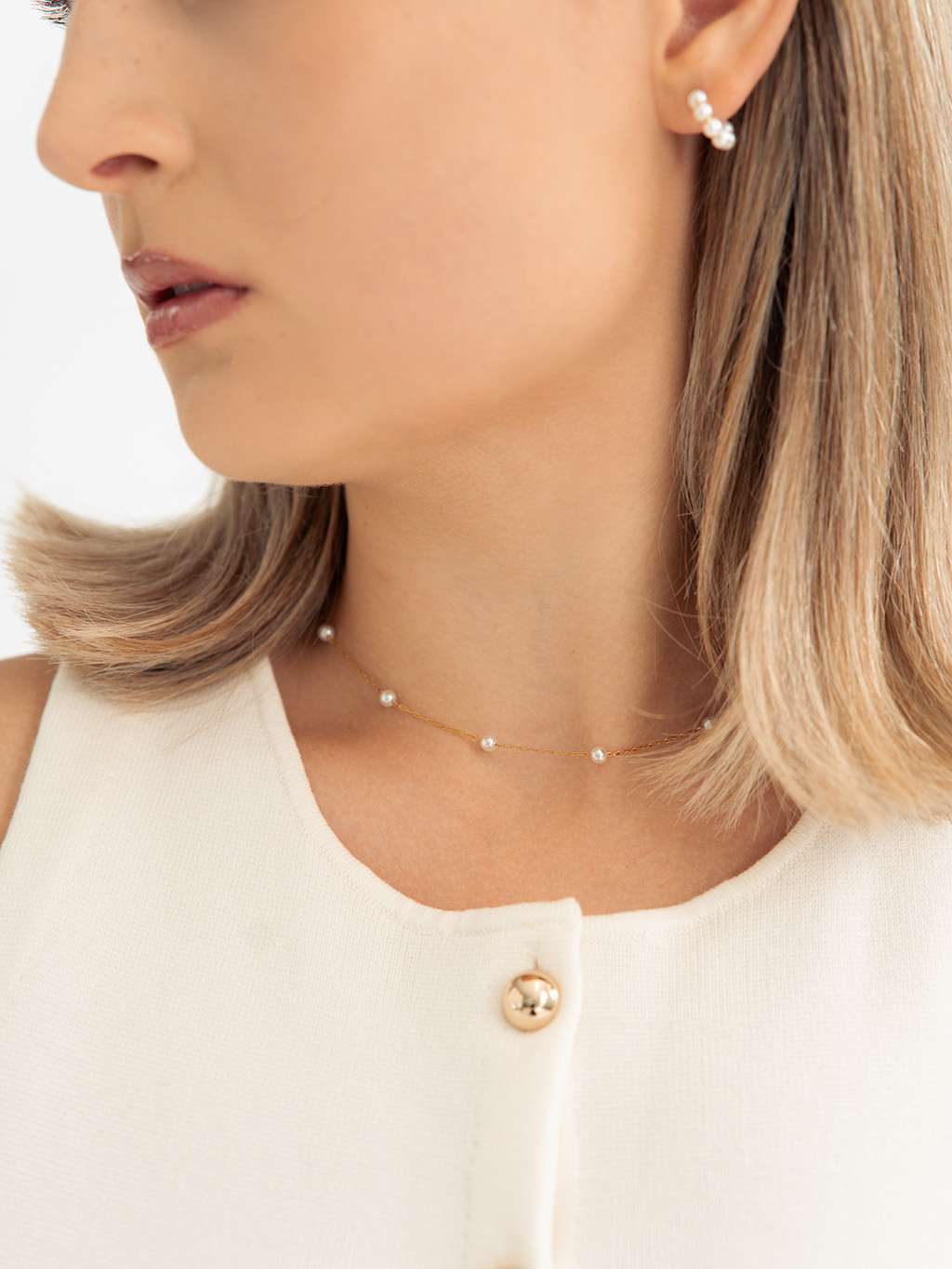 Mini Pearl Kette Gold - Dorose | Wasserfester Schmuck, 18K vergoldet