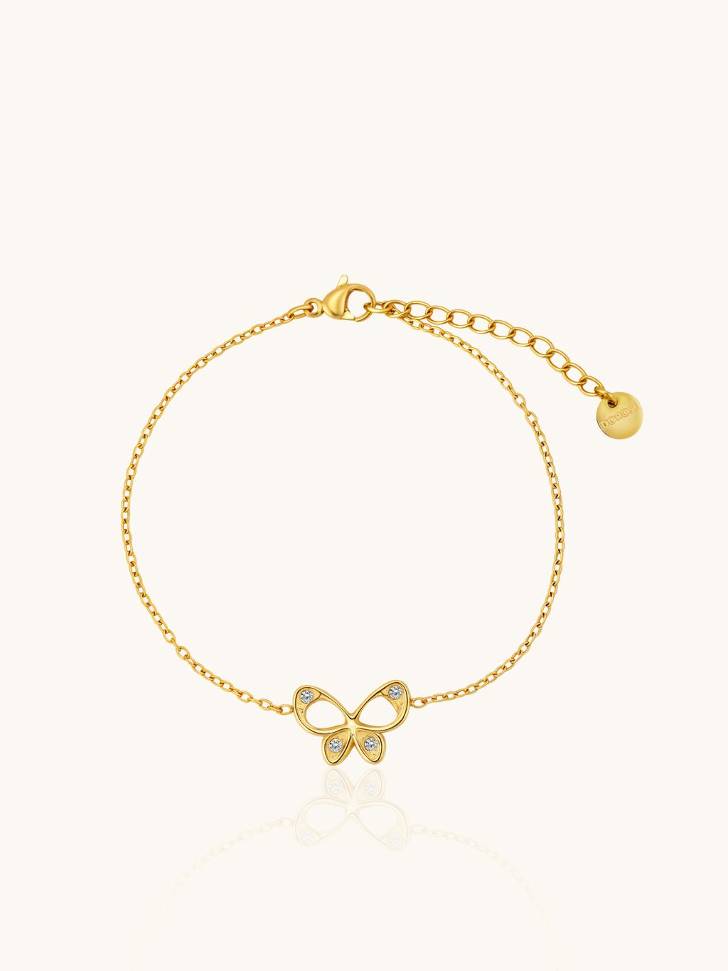 Minimal Schmetterling Armband Gold mit Zirkonia - Rand - Dorose | Wasserresistent, kein Verfärben