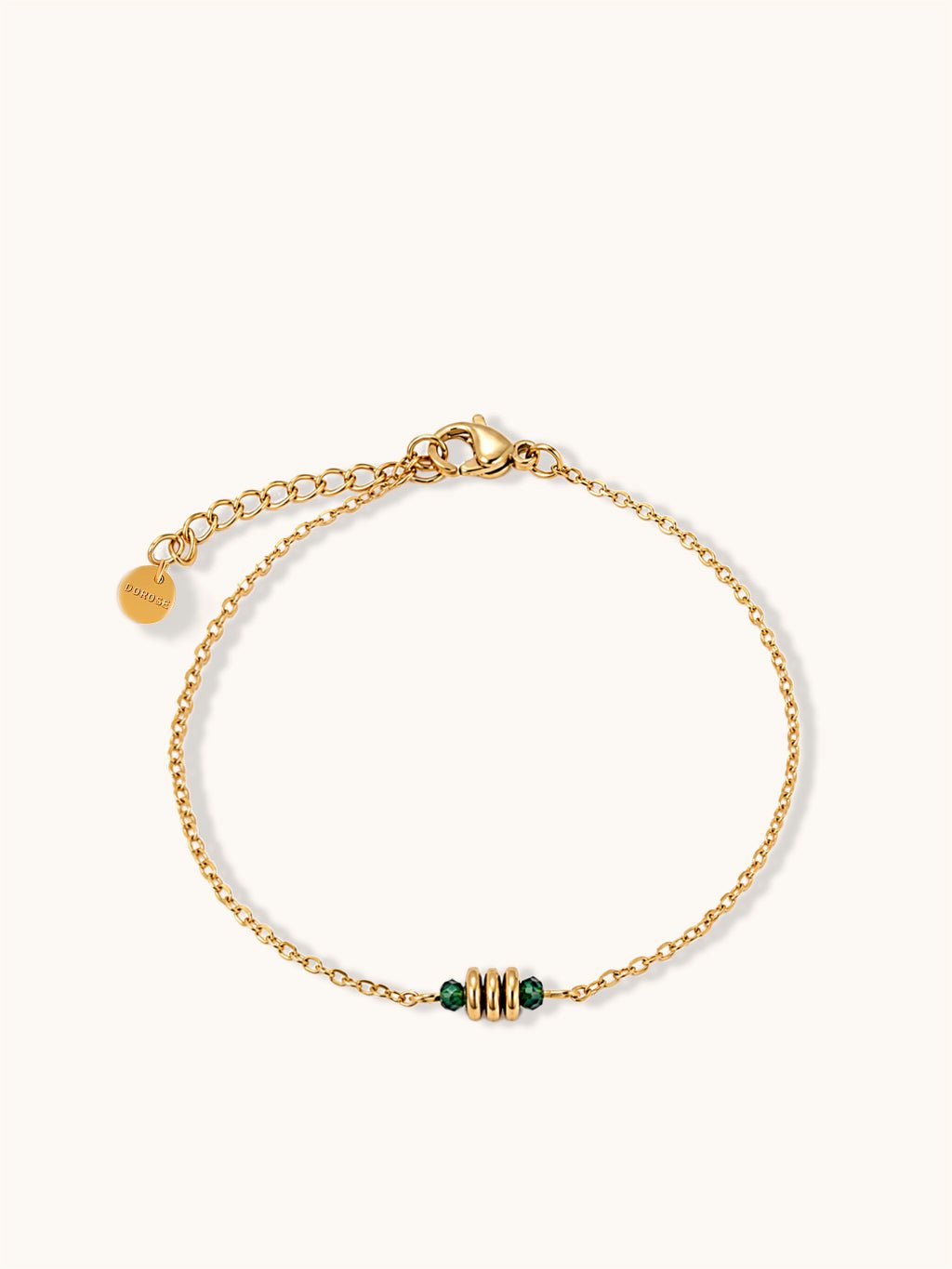 Minimalistisches Armband Gold mit grünen Kristallen - Dorose | Wasserresistent, kein Verfärben