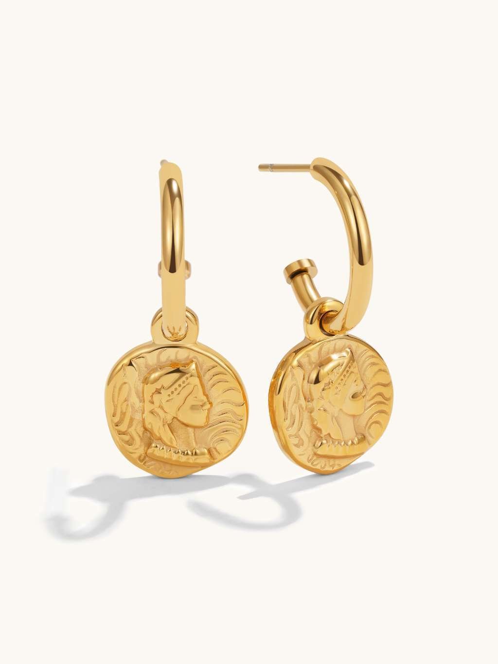 Münz - Anhänger Ohrringe Gold - Dorose | Wasserfester Schmuck, 18K vergoldet
