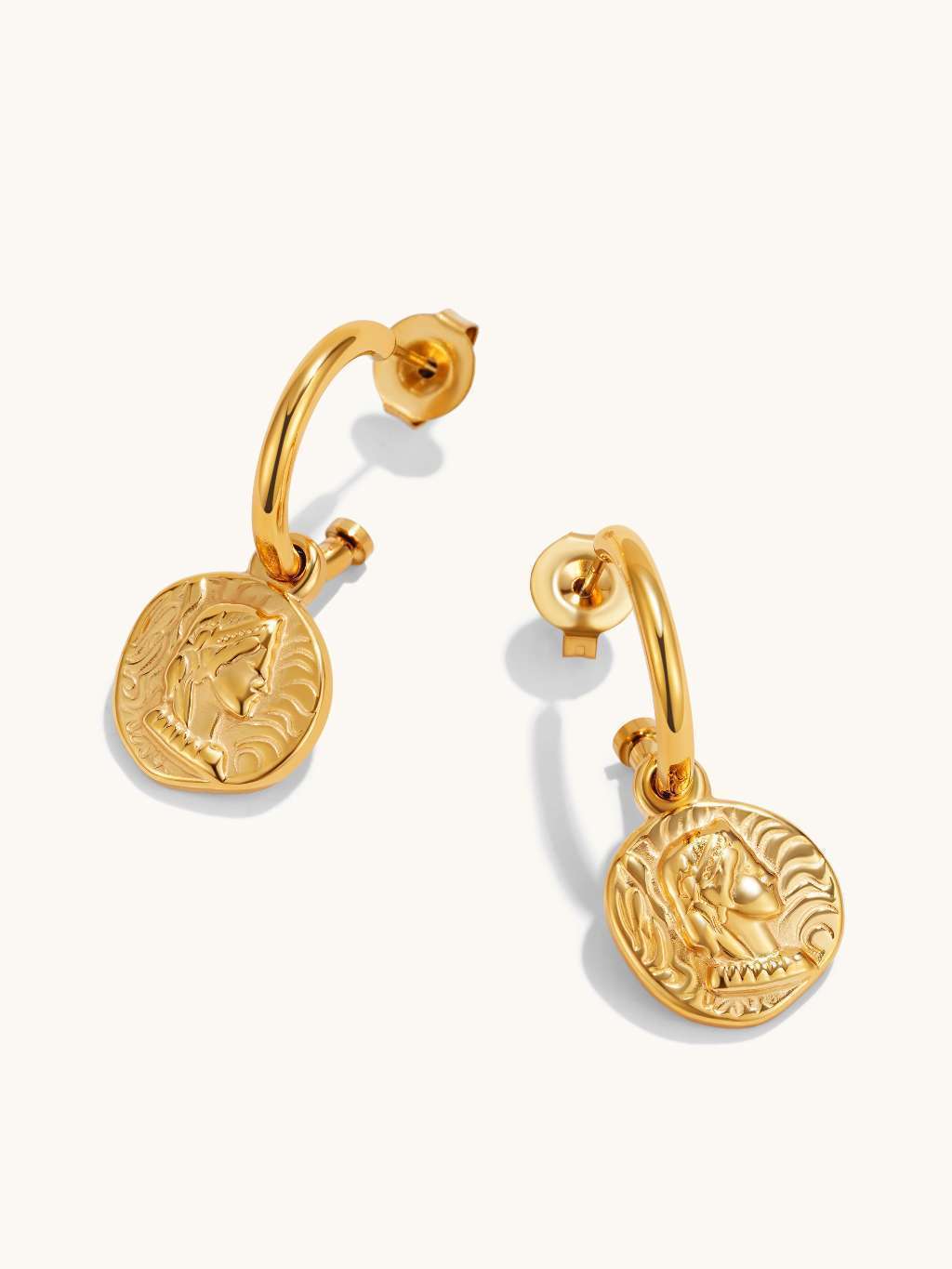 Münz - Anhänger Ohrringe Gold - Dorose | Wasserfester Schmuck, 18K vergoldet