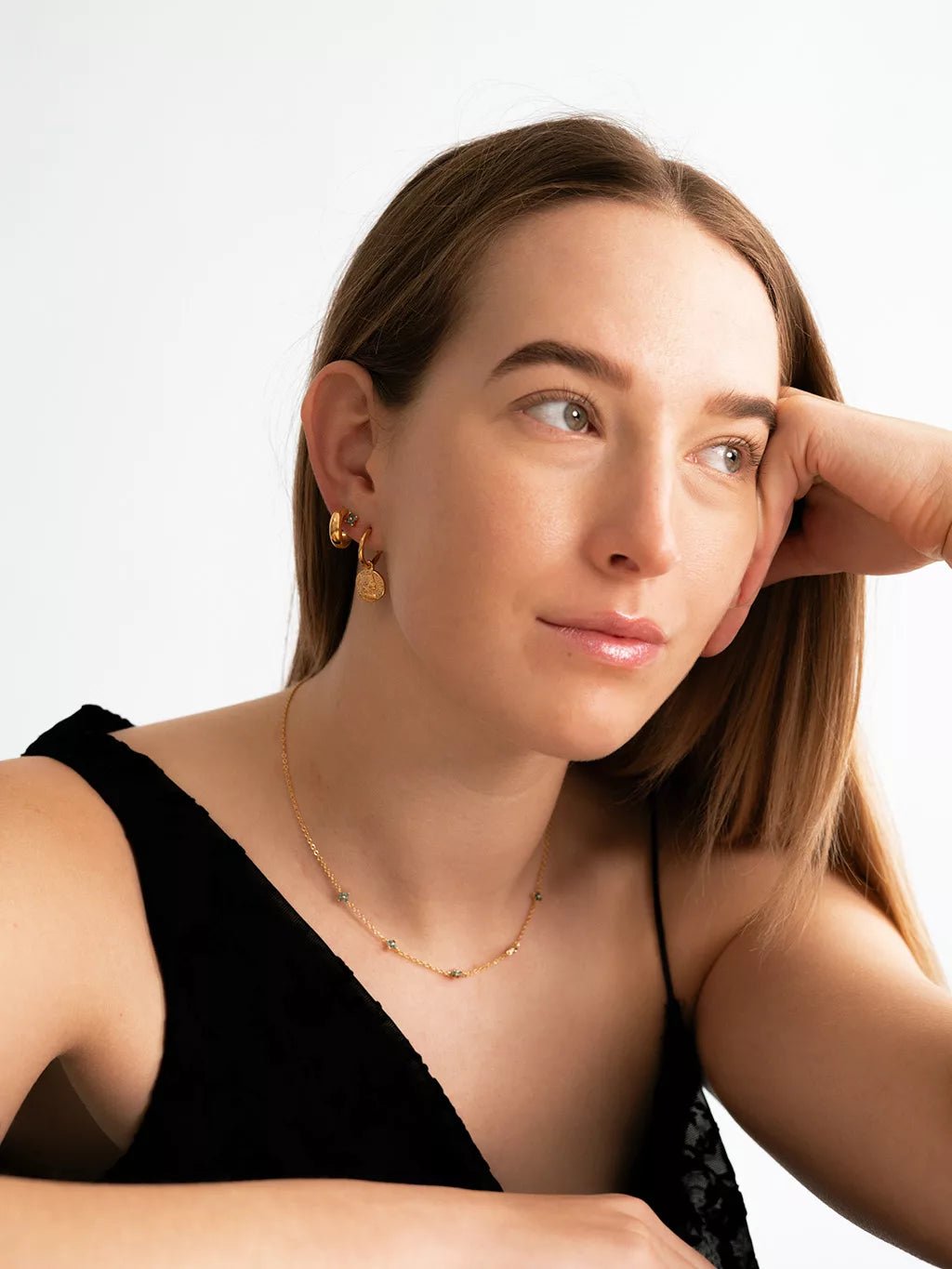 Münz - Anhänger Ohrringe Gold - Dorose | Wasserfester Schmuck, 18K vergoldet