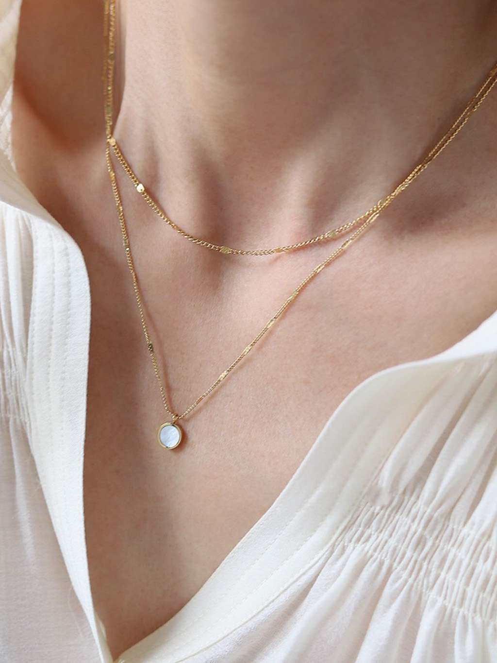 Muschellicht - Doppelstrang - Dorose | Wasserfester Schmuck, 18K vergoldet