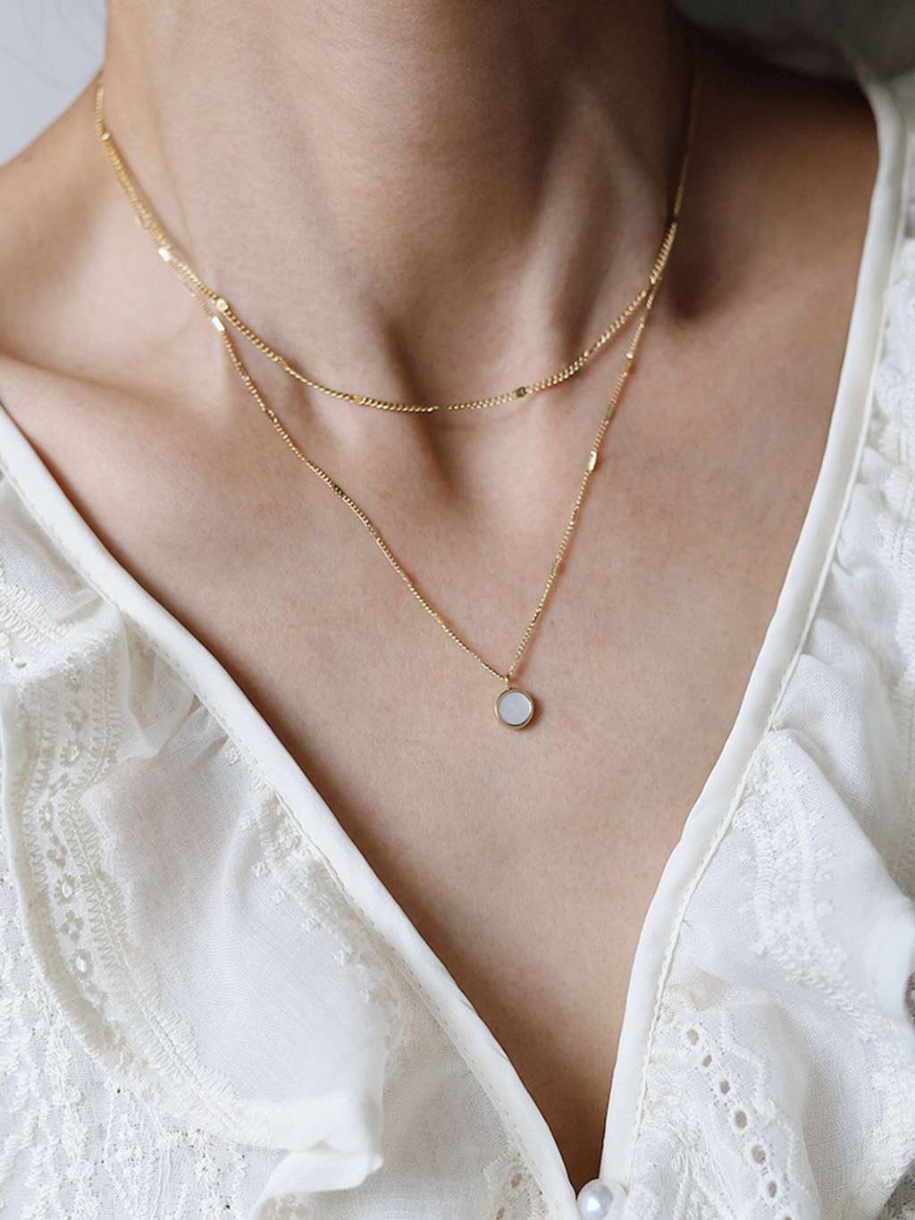 Muschellicht - Doppelstrang - Dorose | Wasserfester Schmuck, 18K vergoldet