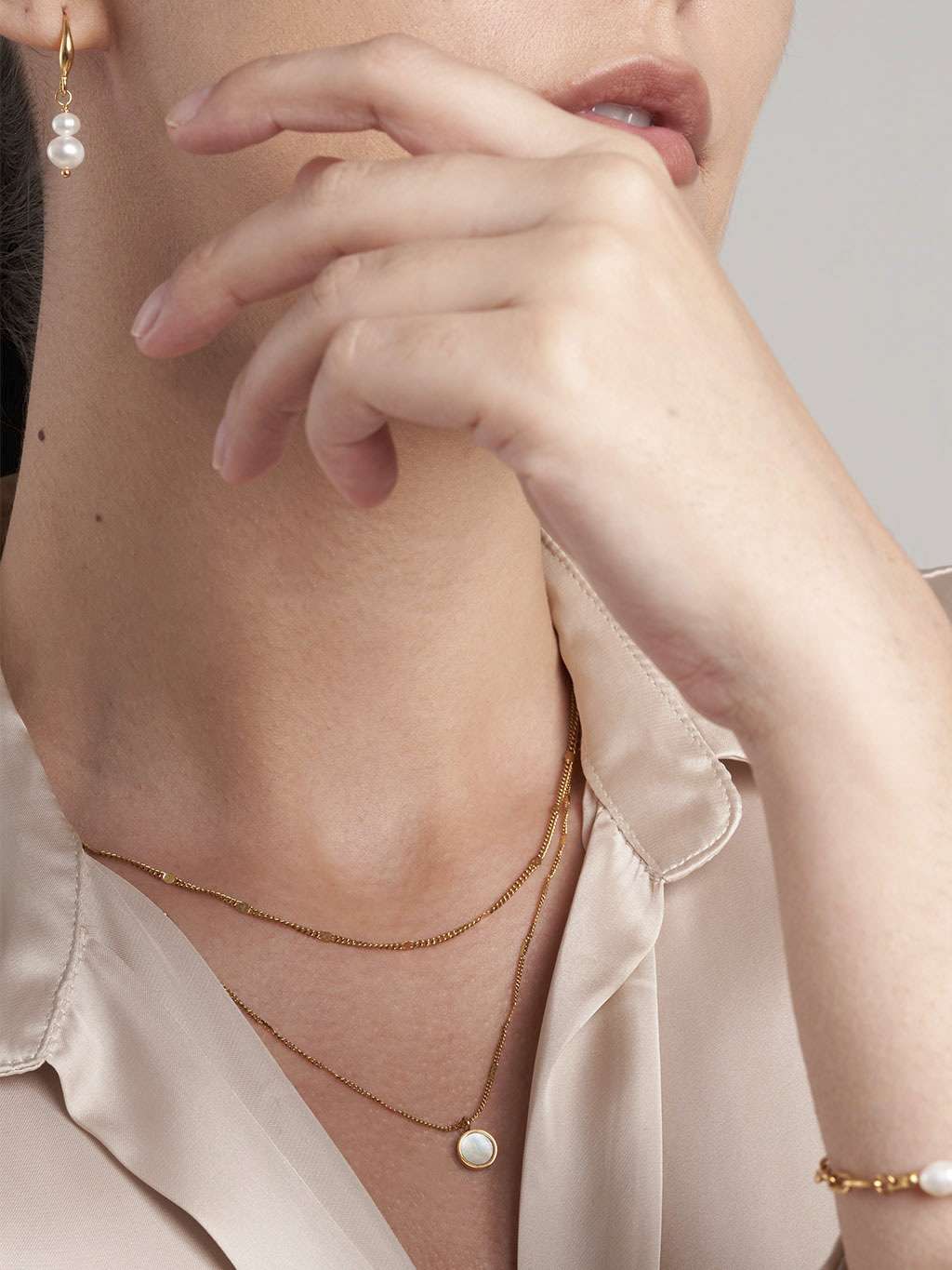 Muschellicht - Doppelstrang - Dorose | Wasserfester Schmuck, 18K vergoldet