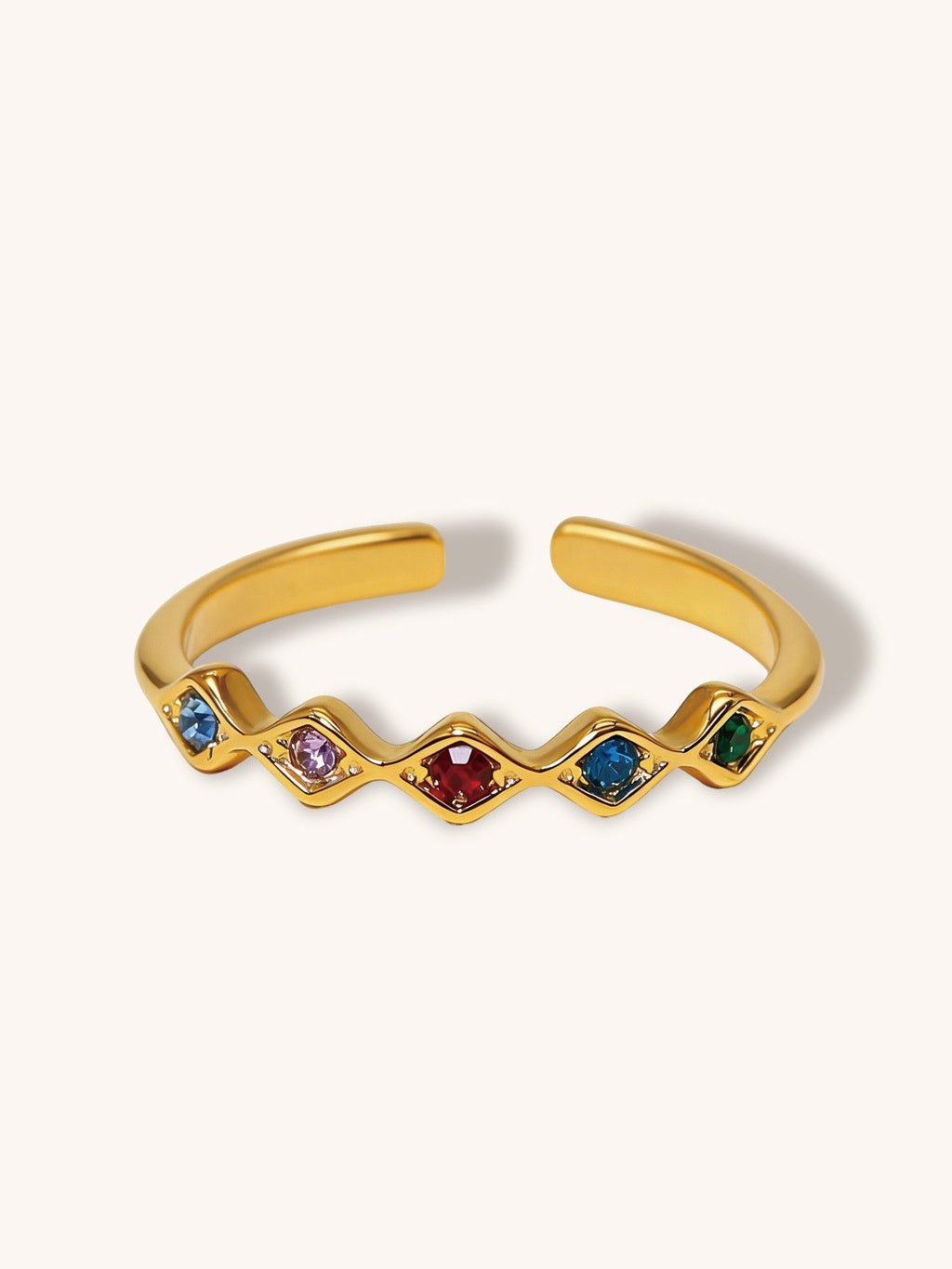 Offener Ring mit Farb - Zirkonia Gold - Dorose | Wasserresistent, kein Verfärben