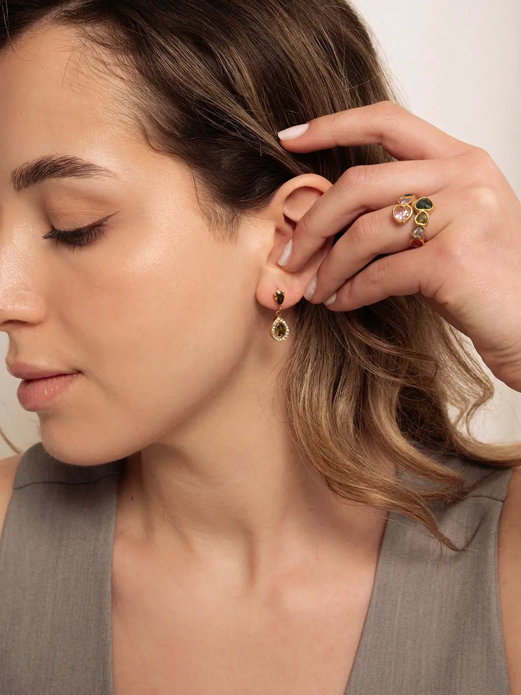 Olive Romantische Teardrop Ohrringe Gold - Dorose | Wasserfester Schmuck, 18K vergoldet