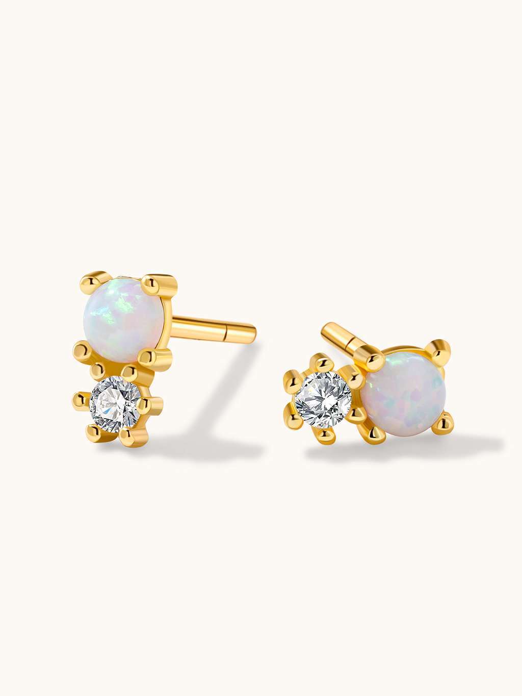 Opal Ohrringe mit Zirkonia Gold - Dorose | Wasserfester Schmuck, 18K vergoldet