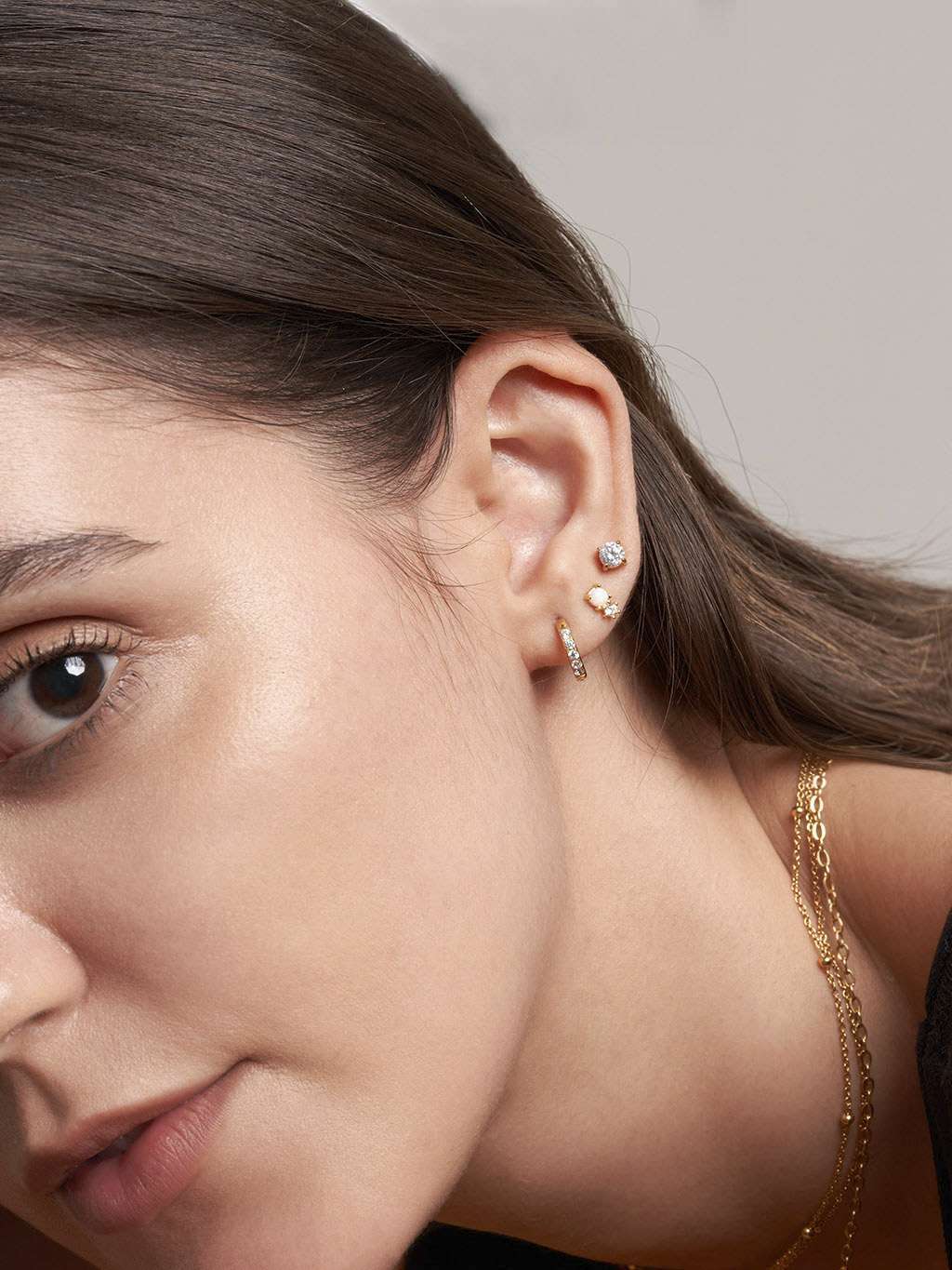 Opal Ohrringe mit Zirkonia Gold - Dorose | Wasserfester Schmuck, 18K vergoldet