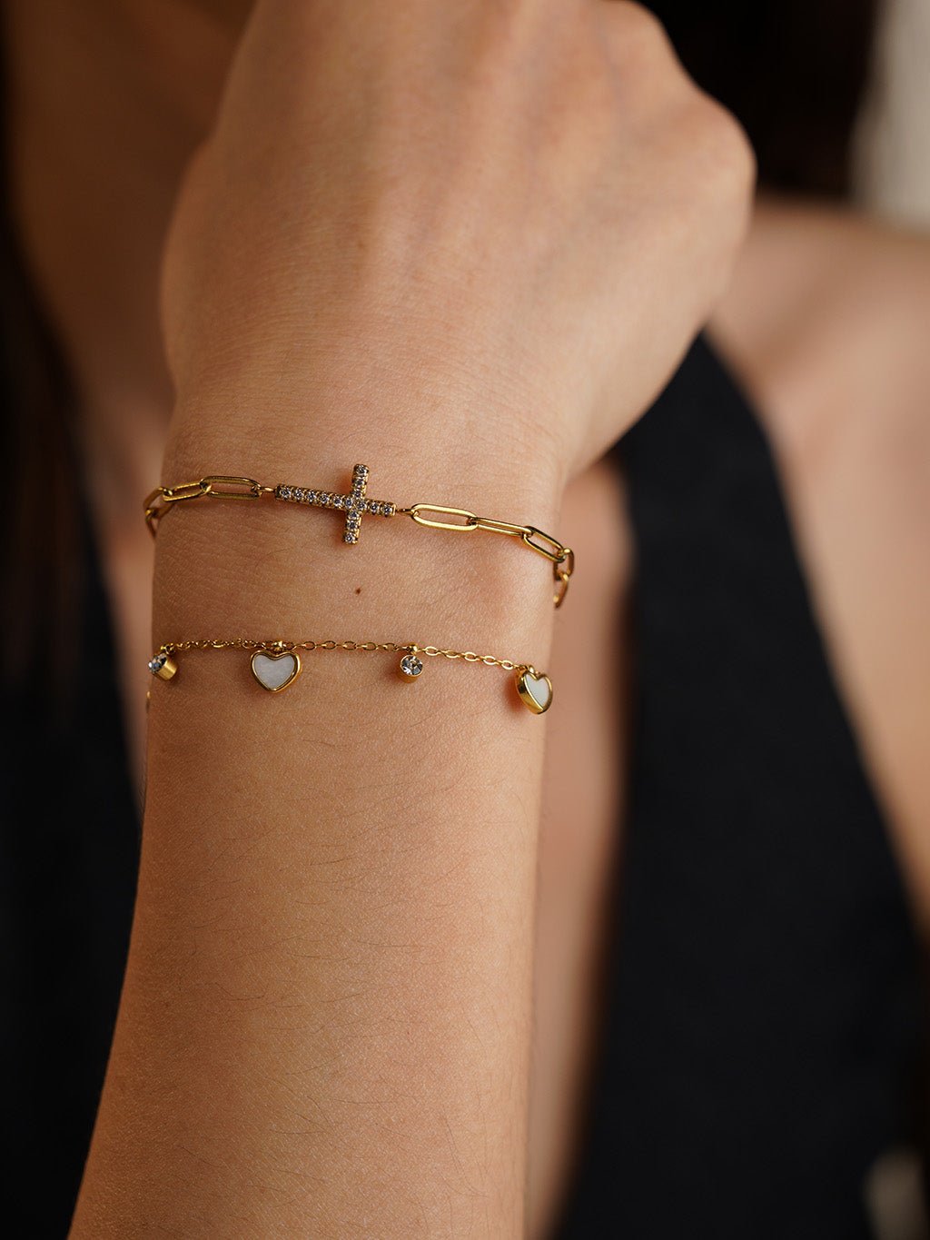 Paperclip - Kreuz Armband mit Zirkonia - Dorose | Wasserresistent, kein Verfärben