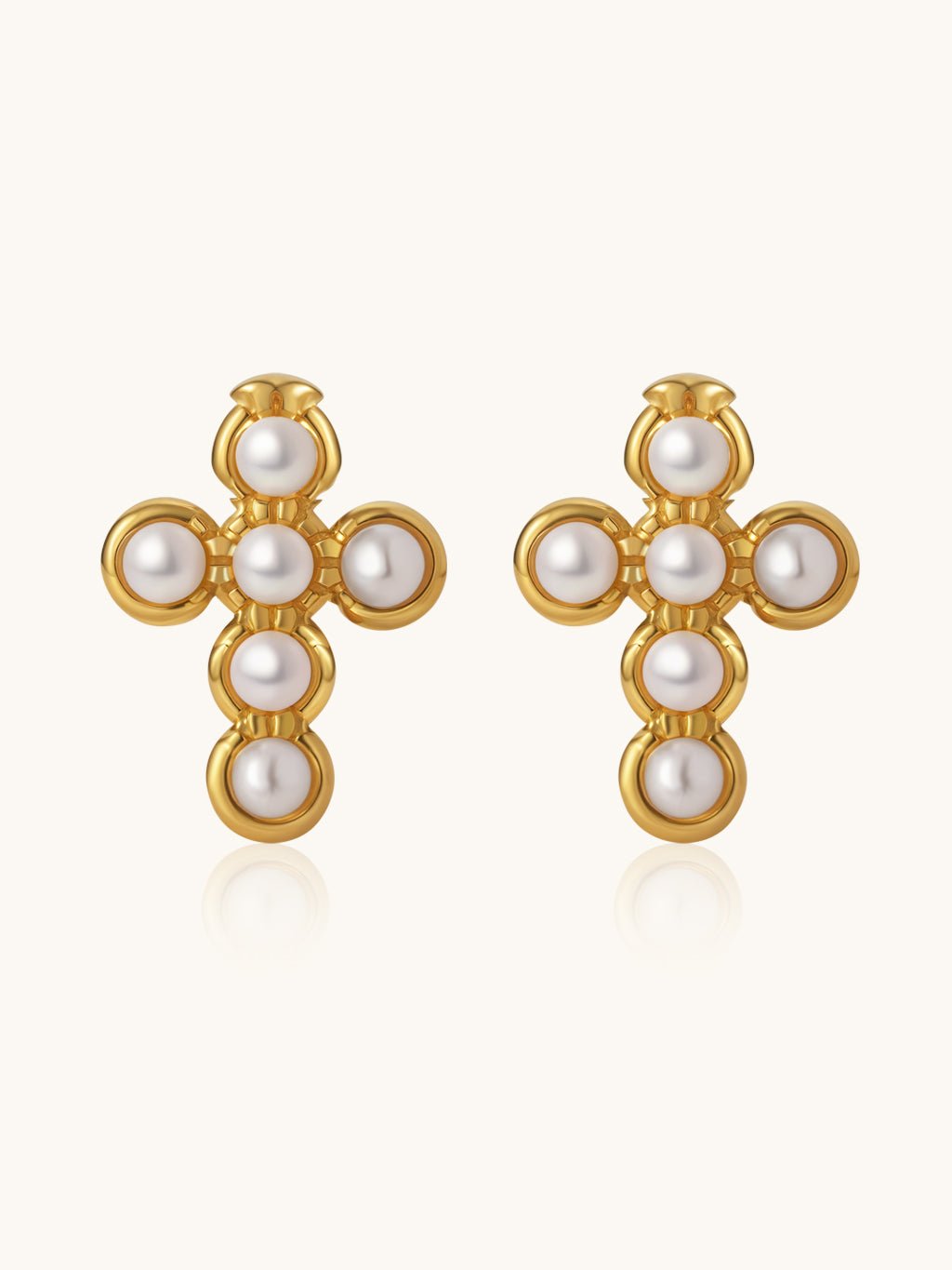 Pearl Cross Ohrringe Gold - Dorose | Wasserresistent, kein Verfärben