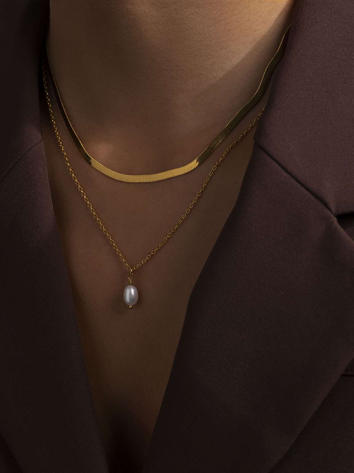 Pearl Drop Halskette Gold - Dorose | Wasserfester Schmuck, 18K vergoldet