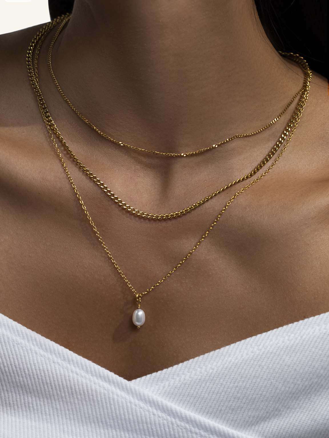 Pearl Drop Halskette Gold - Dorose | Wasserfester Schmuck, 18K vergoldet