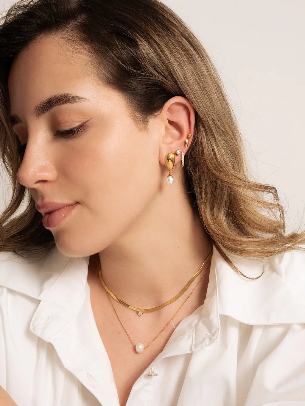 Pearl Drop Ohrringe Gold - Dorose | Wasserfester Schmuck, 18K vergoldet