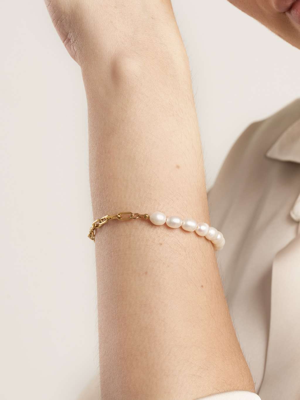 Pearl Glieder Armband Gold - Dorose | Wasserfester Schmuck, 18K vergoldet