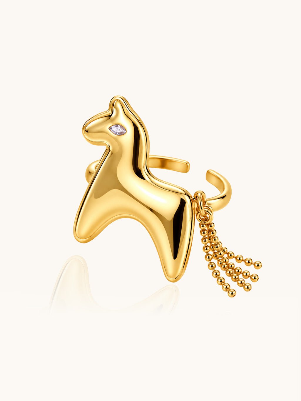 Pferde Ring Gold mit Quasten - Dorose | Wasserresistent, kein Verfärben