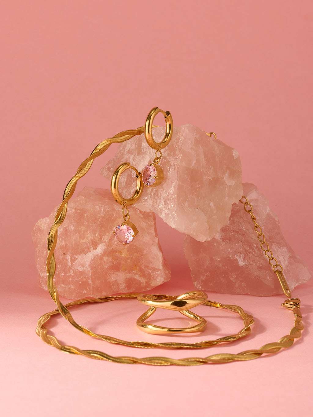 Pink Gentle Shine Hoop Ohrringe Gold - Dorose | Wasserfester Schmuck, 18K vergoldet