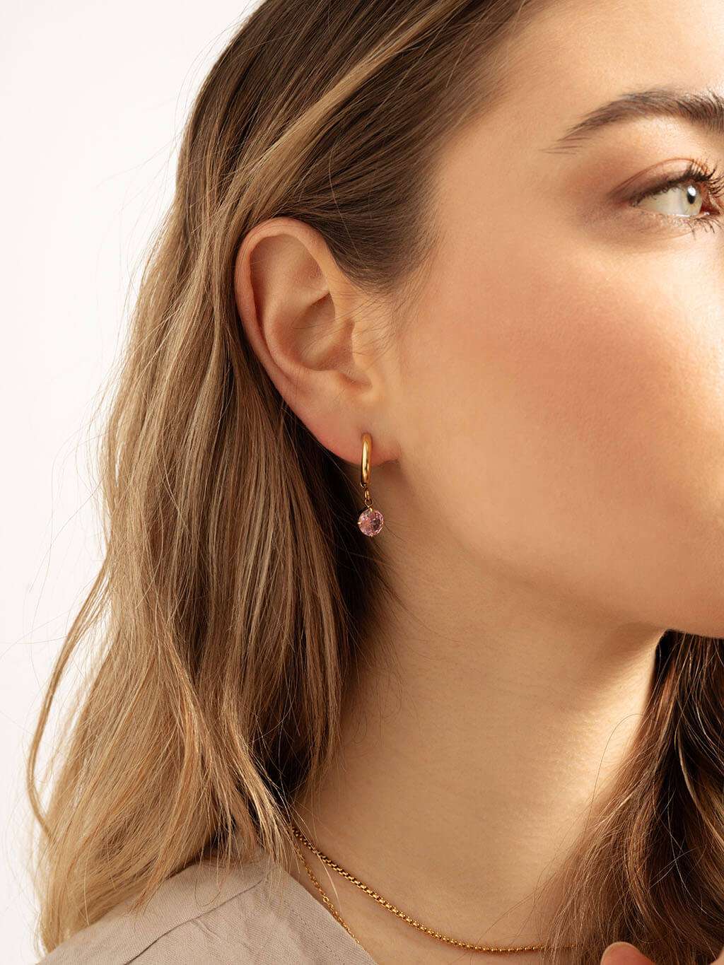 Pink Gentle Shine Hoop Ohrringe Gold - Dorose | Wasserfester Schmuck, 18K vergoldet