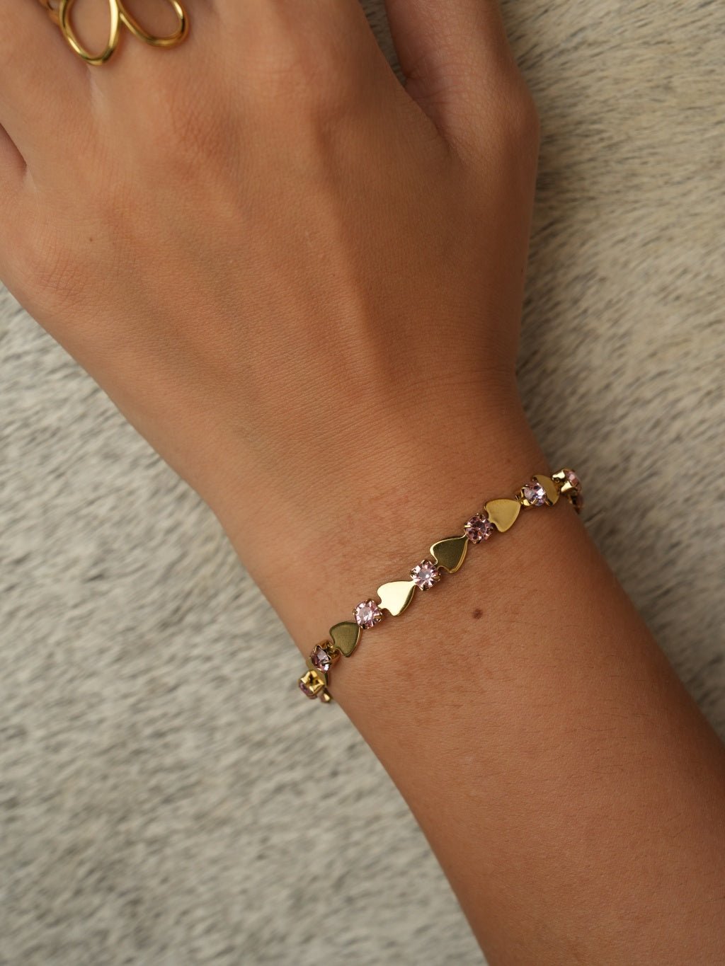 Pink Heart Armband Gold - Dorose | Wasserresistent, kein Verfärben