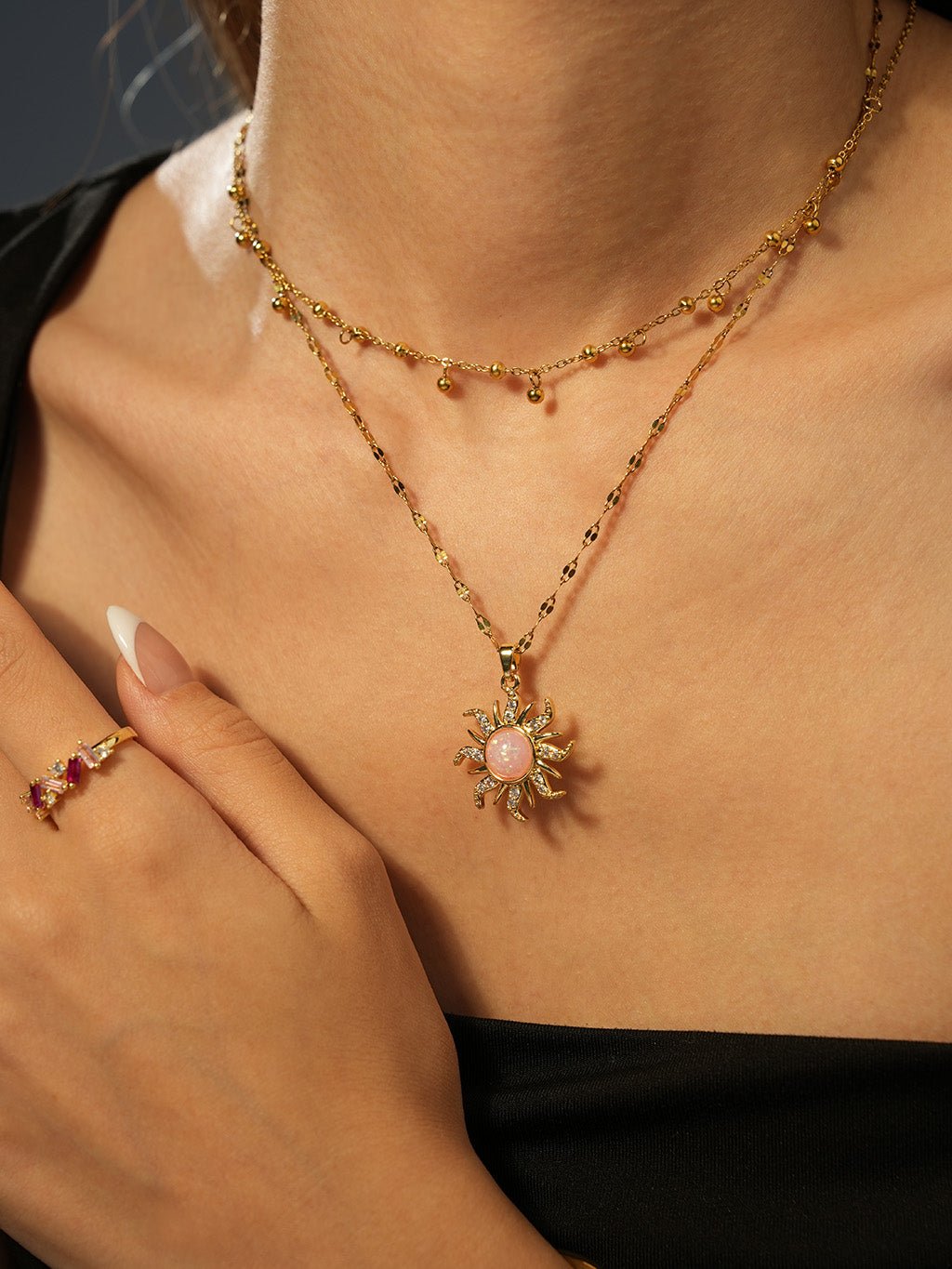 Pink Sun Kette Gold - Dorose | Wasserresistent, kein Verfärben