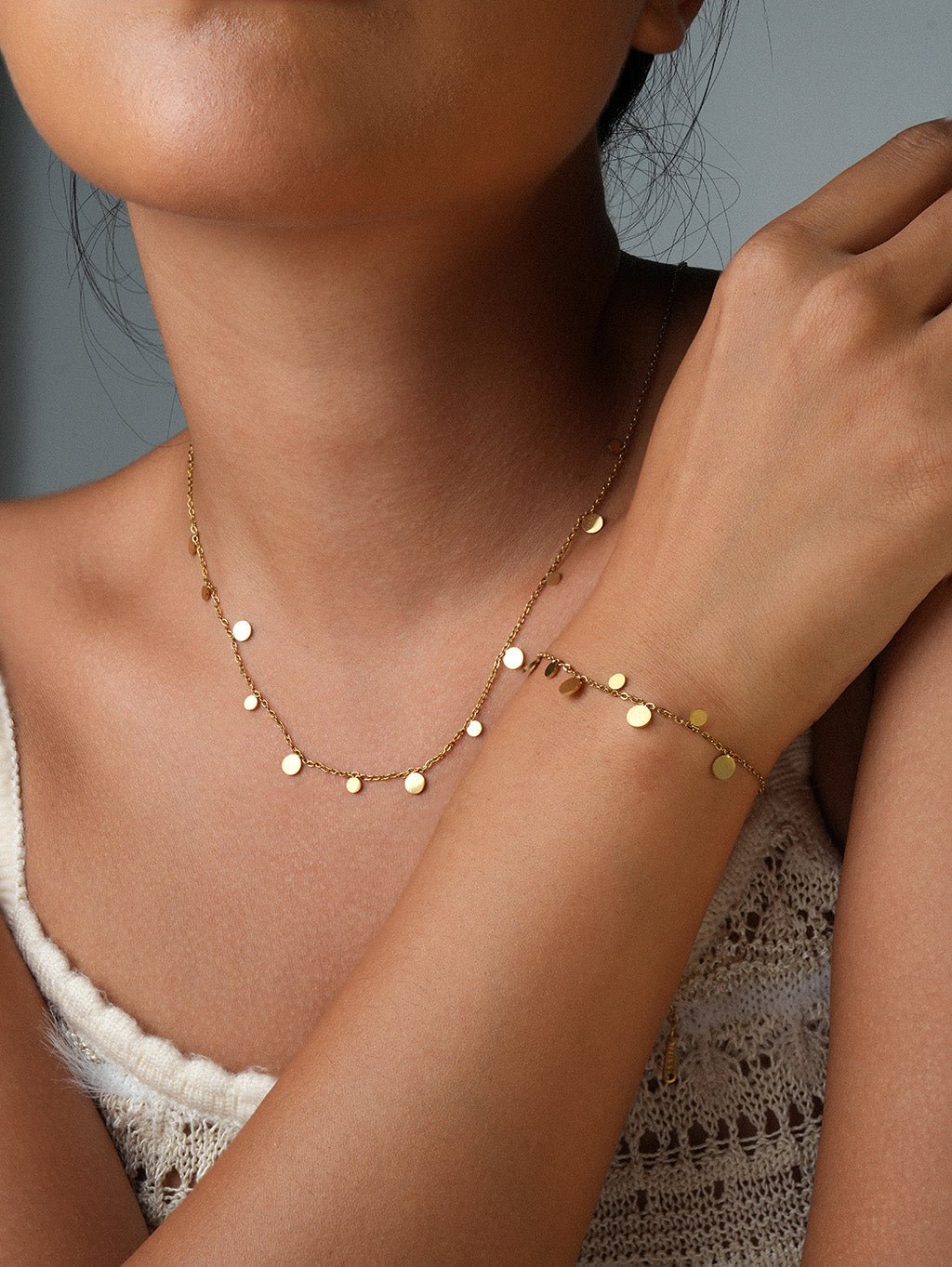 Plättchen Halskette Gold Minimalistisch - Dorose | Wasserresistent, kein Verfärben