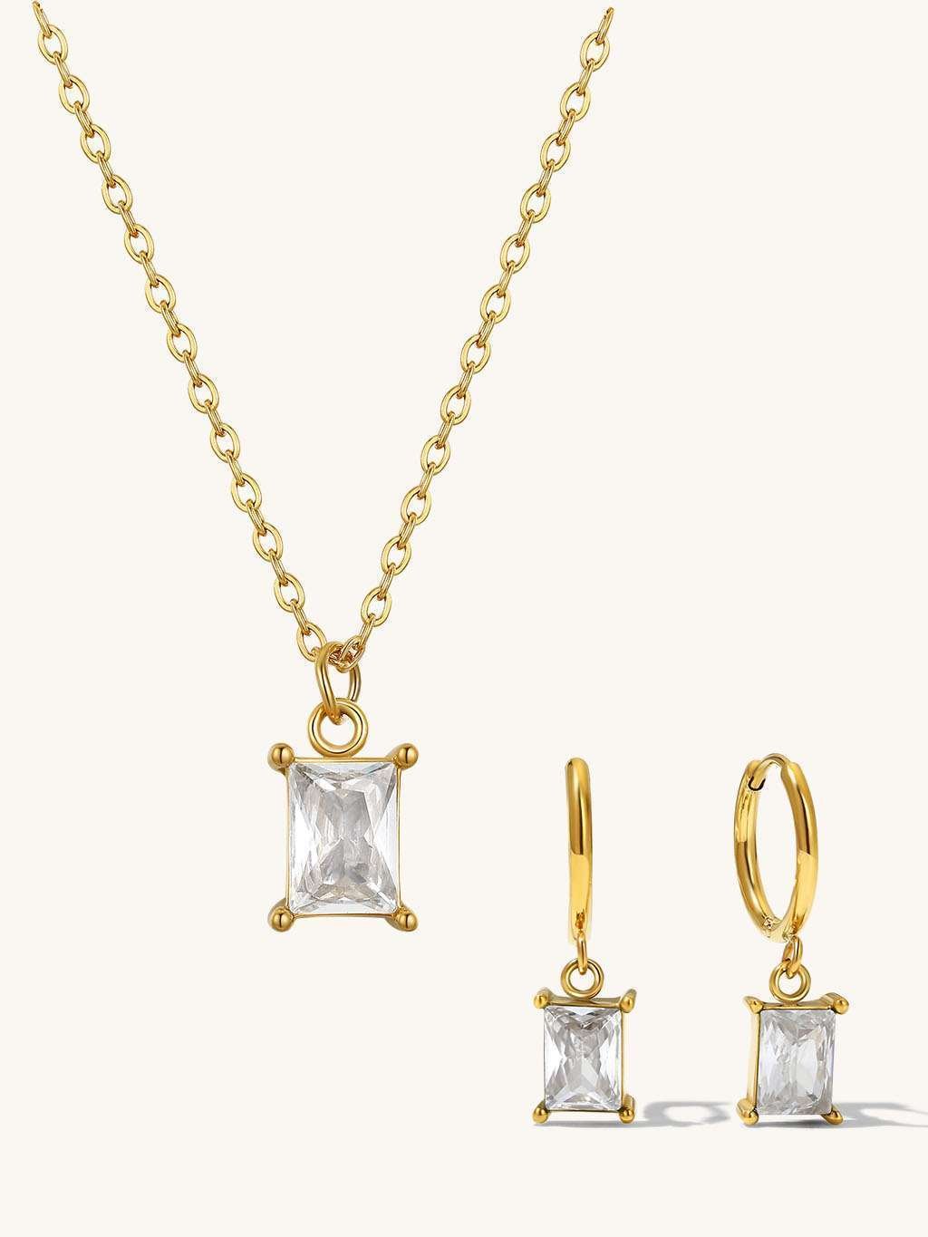 Pure Dream Kette & Shine Bright Ohrringe Schmuck Set - Dorose | Wasserfester Schmuck, 18K vergoldet