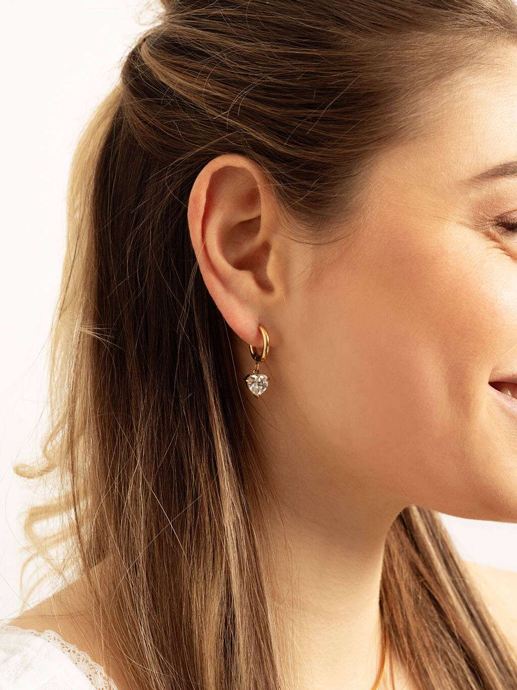 Pure Love Heart Hoop Ohrringe Gold - Dorose | Wasserfester Schmuck, 18K vergoldet