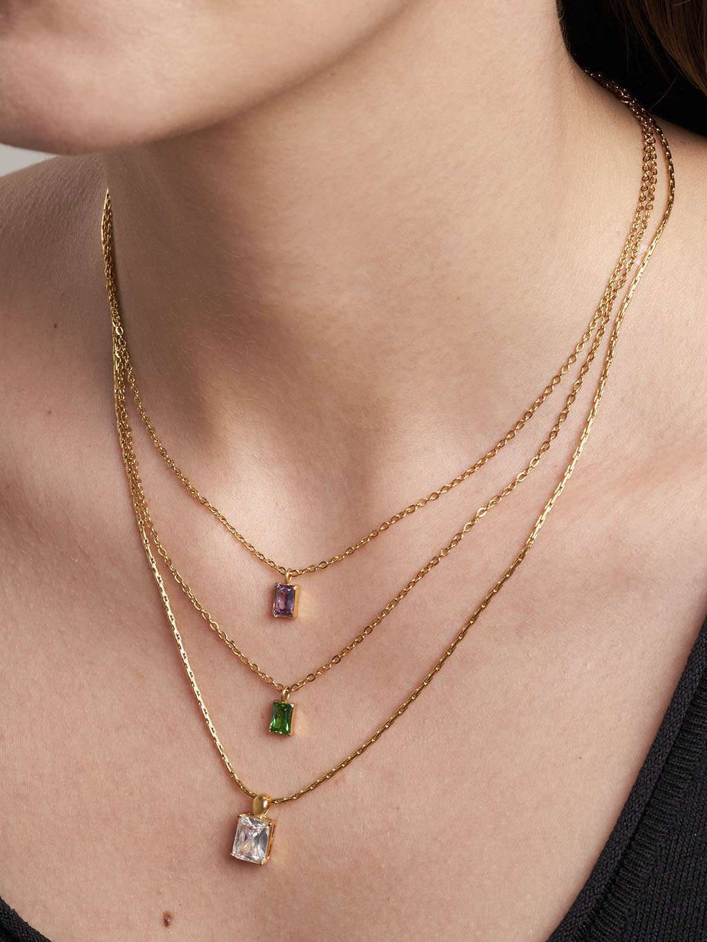 Radiant Stone Halskette Gold - Dorose | Wasserfester Schmuck, 18K vergoldet