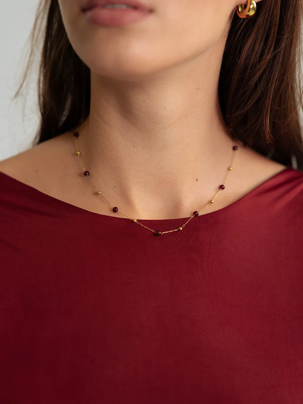 Red Bead Kette & Armband Schmuck Set - Dorose | Wasserfester Schmuck, 18K vergoldet