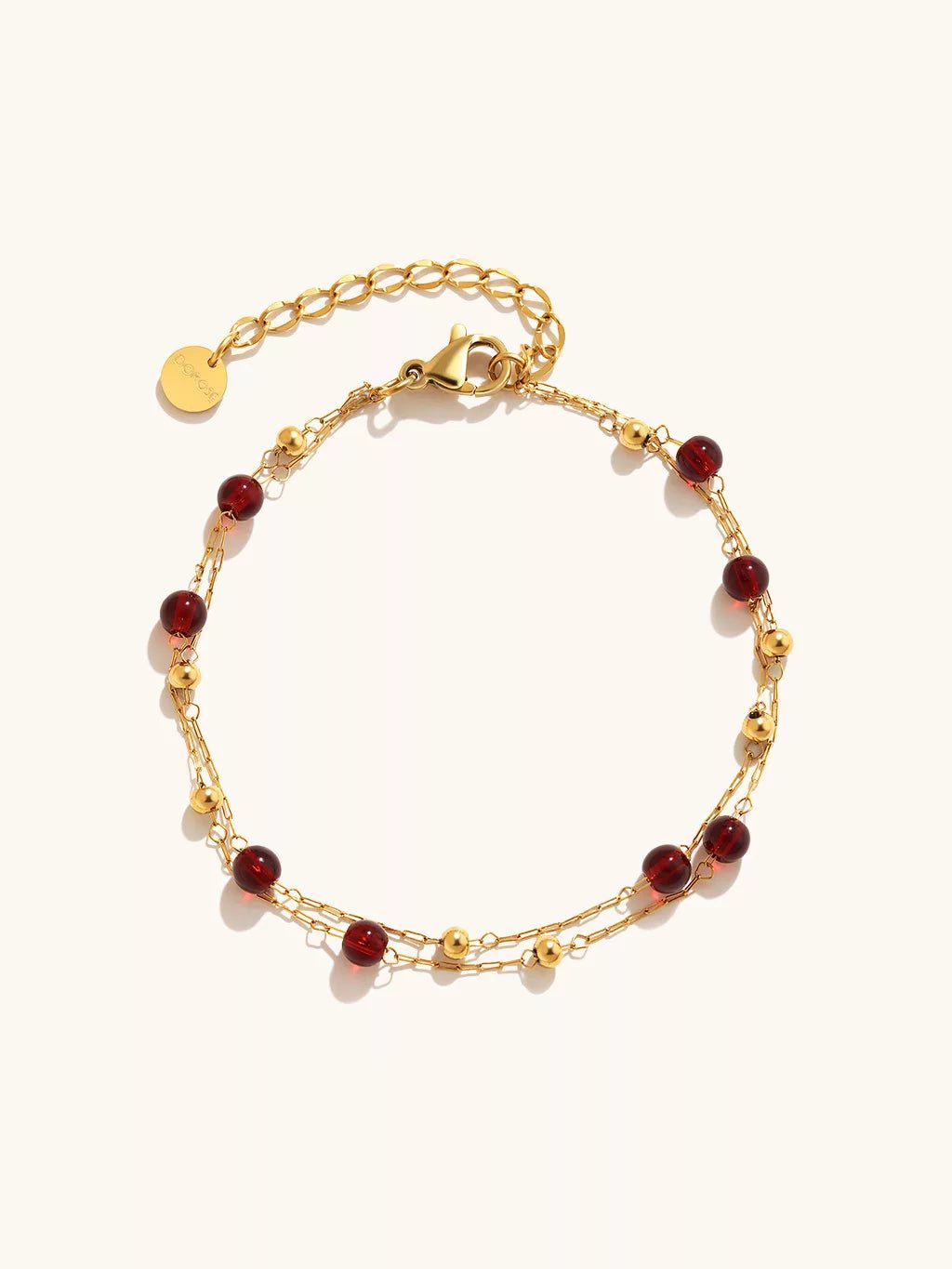 Red Bead Kette & Armband Schmuck Set - Dorose | Wasserfester Schmuck, 18K vergoldet