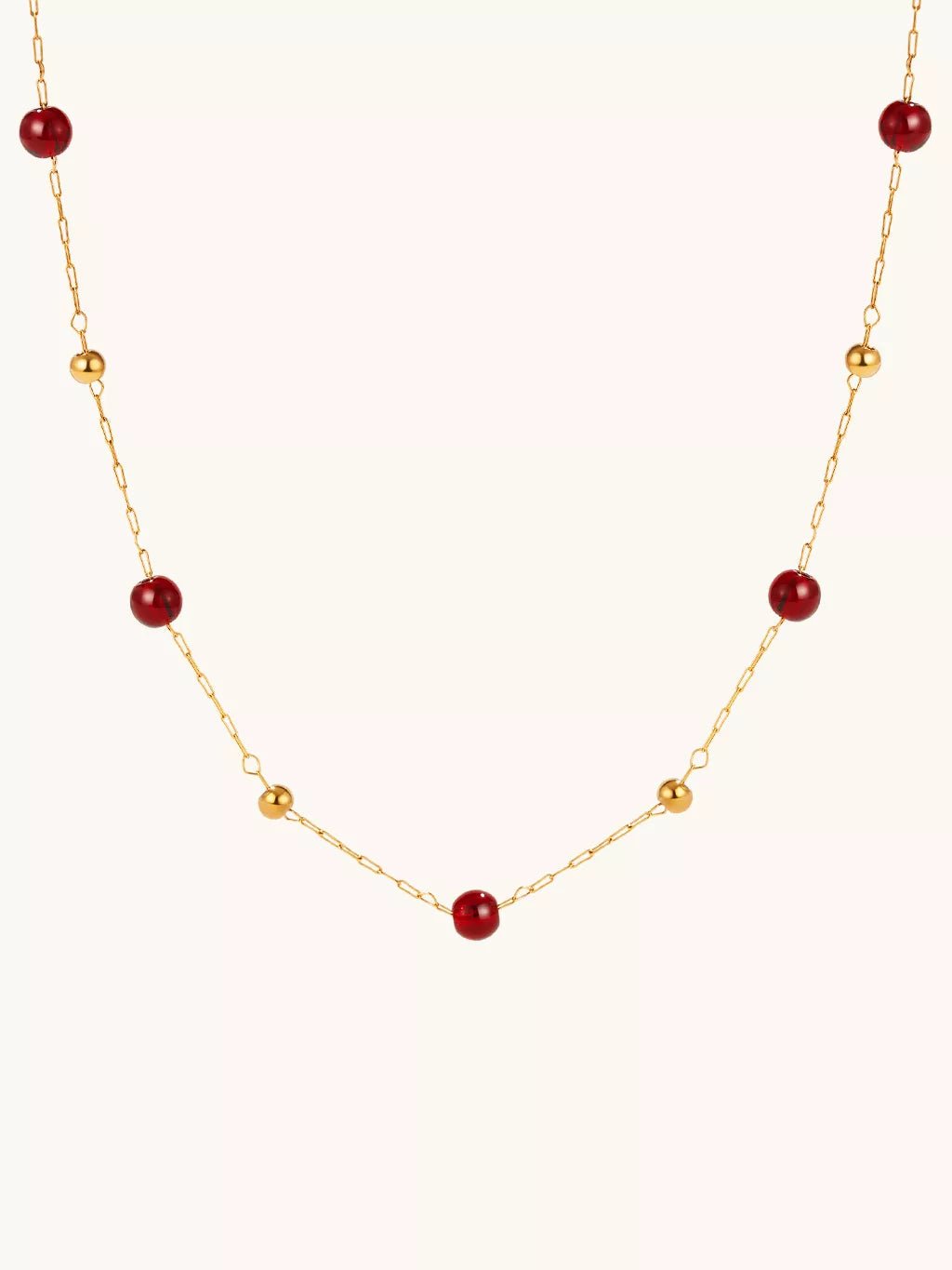 Red Bead Kette & Armband Schmuck Set - Dorose | Wasserfester Schmuck, 18K vergoldet