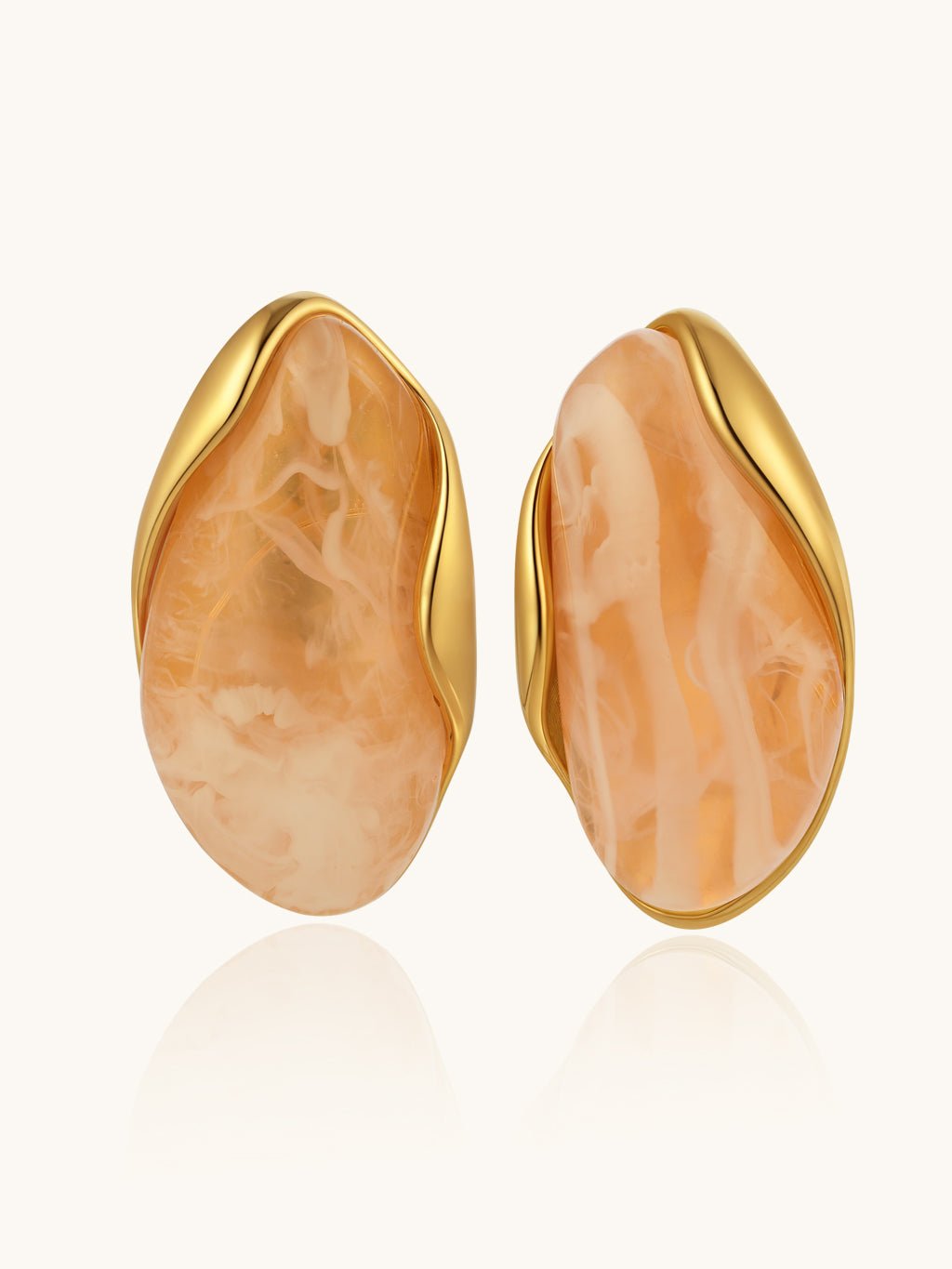 Rosa Oval Ohrringe Gold - Dorose | Wasserresistent, kein Verfärben