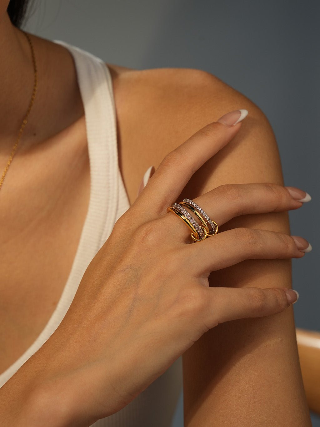 Rosa Vierreihiger Ring Gold - Dorose | Wasserresistent, kein Verfärben