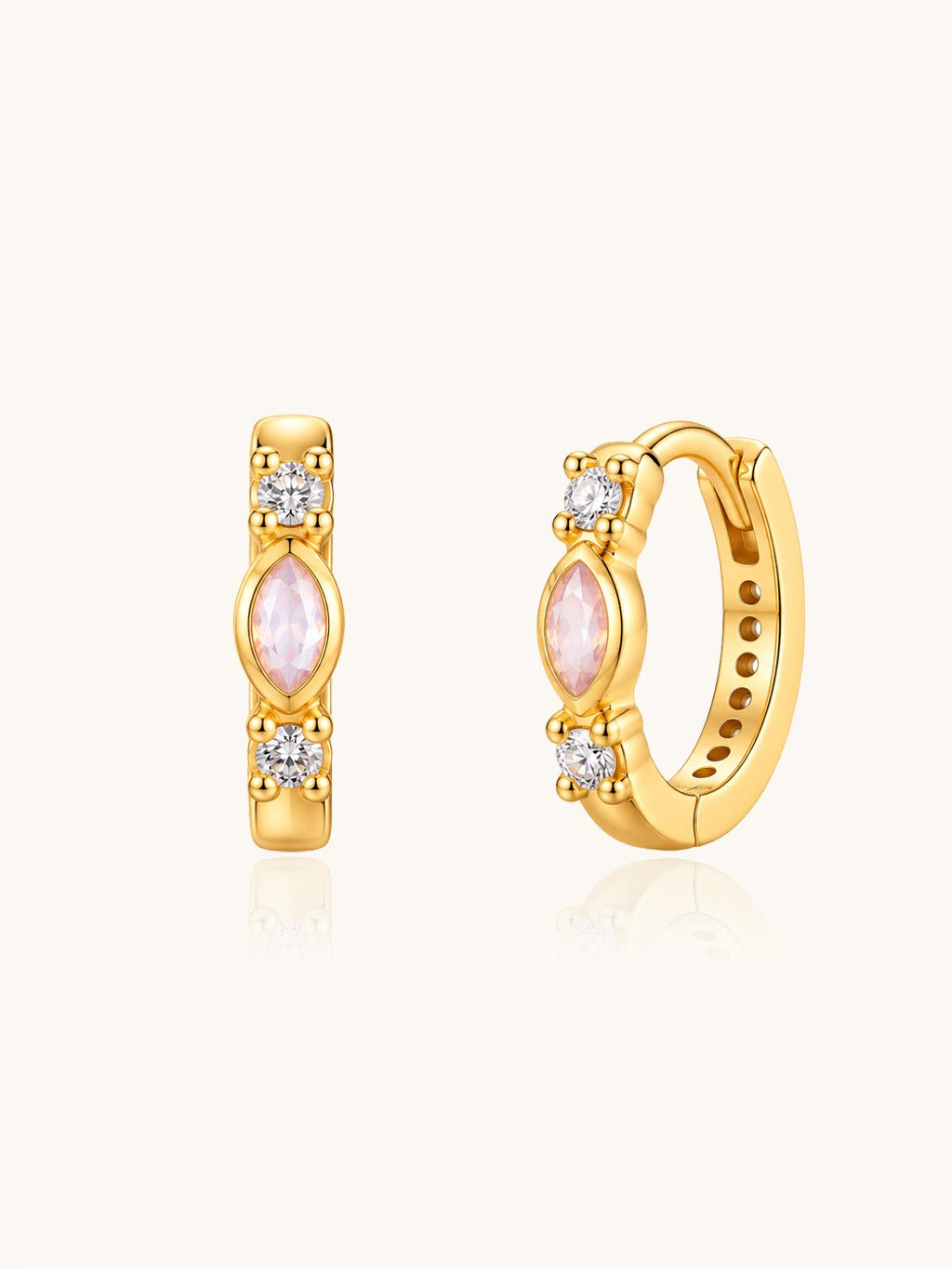 Rosé Licht Creolen Gold mit Zirkonia - Dorose | Wasserresistent, kein Verfärben