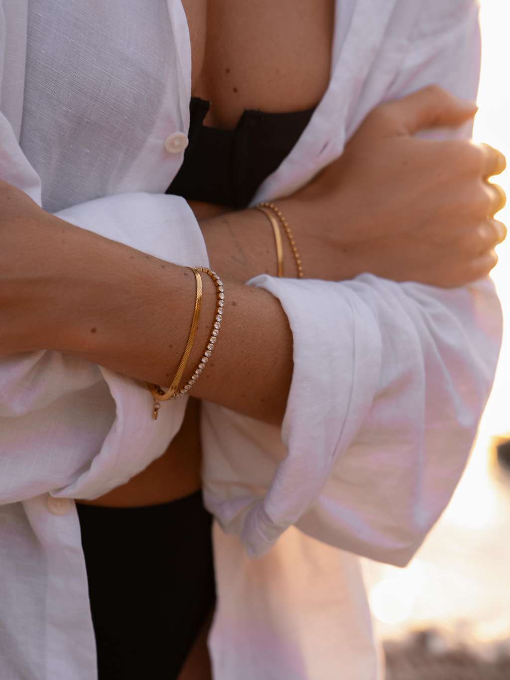 Schlangen Armband Gold & Silber - Dorose | Wasserfester Schmuck, 18K vergoldet