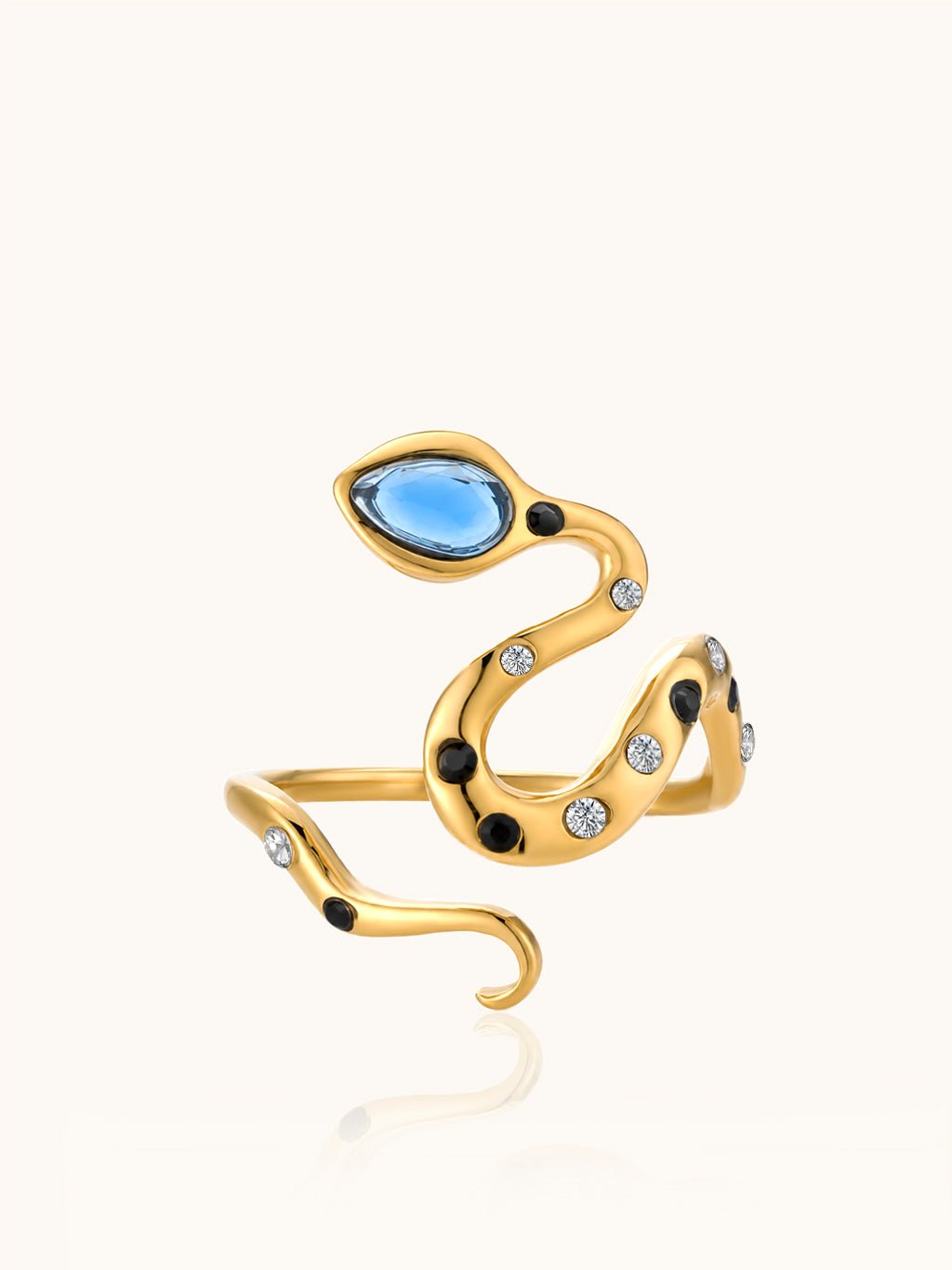 Schlangen Ring Gold mit Stein - Dorose | Wasserresistent, kein Verfärben