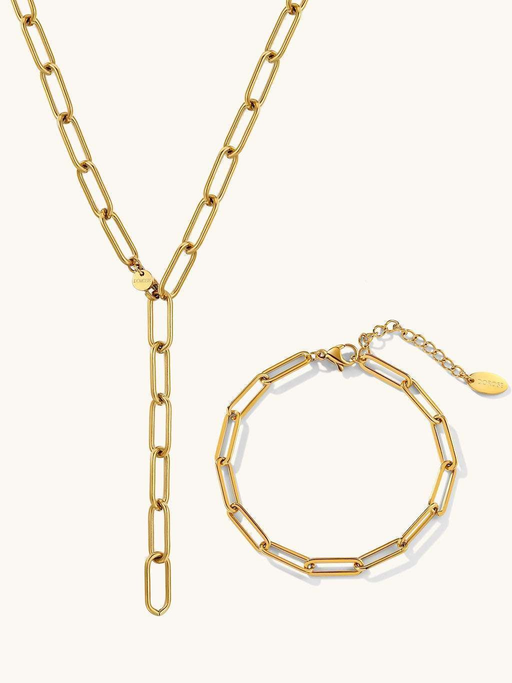Seldom Y - Halskette & Armband Schmuck Set - Dorose | Wasserfester Schmuck, 18K vergoldet