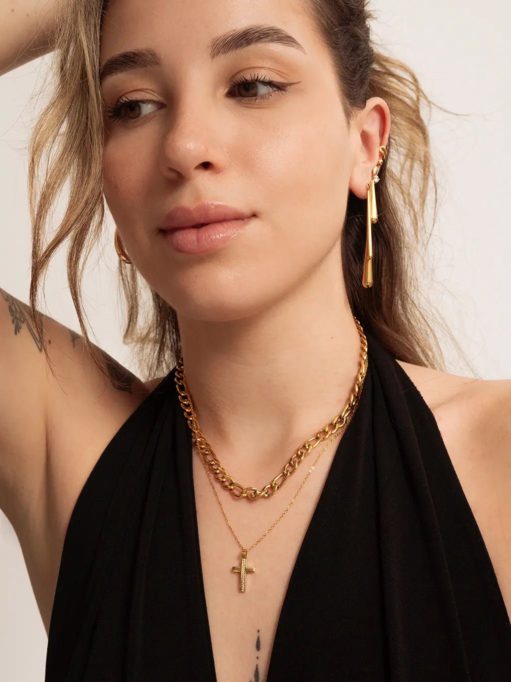 Shiny Cross Kette Gold - Dorose | Wasserfester Schmuck, 18K vergoldet