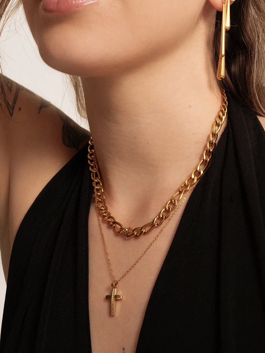 Shiny Cross Kette Gold - Dorose | Wasserfester Schmuck, 18K vergoldet
