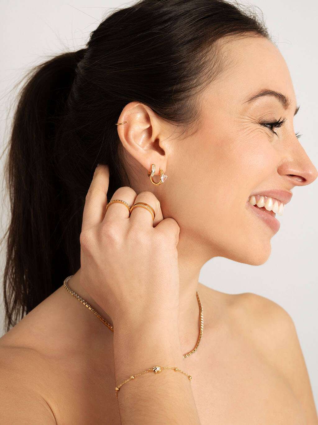 Shiny Heart Hoop Ohrringe Gold - Dorose | Wasserfester Schmuck, 18K vergoldet