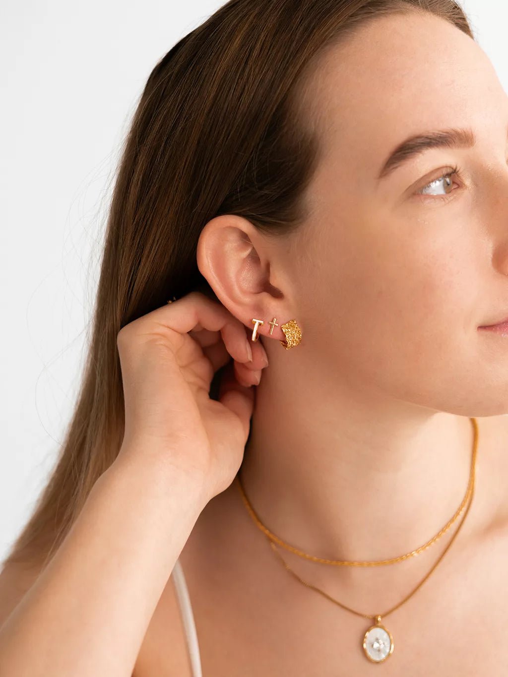 Simple Cross Ohrringe Gold - Dorose | Wasserfester Schmuck, 18K vergoldet