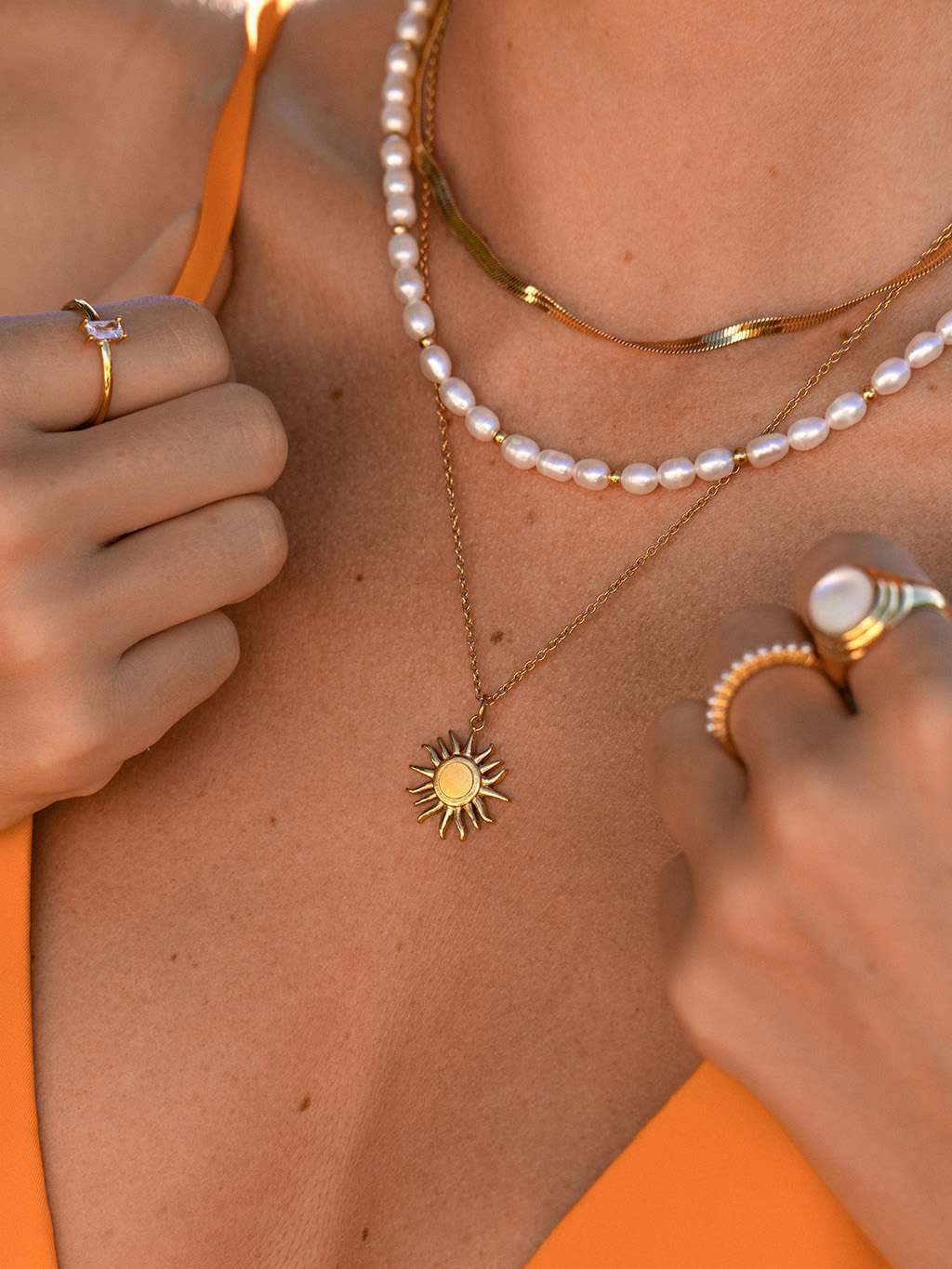 Sol Pearl Kette 18K Vergoldet - Dorose | Wasserfester Schmuck, 18K vergoldet