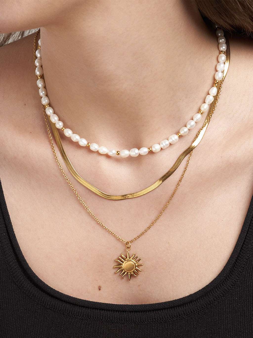 Sol Pearl Kette 18K Vergoldet - Dorose | Wasserfester Schmuck, 18K vergoldet